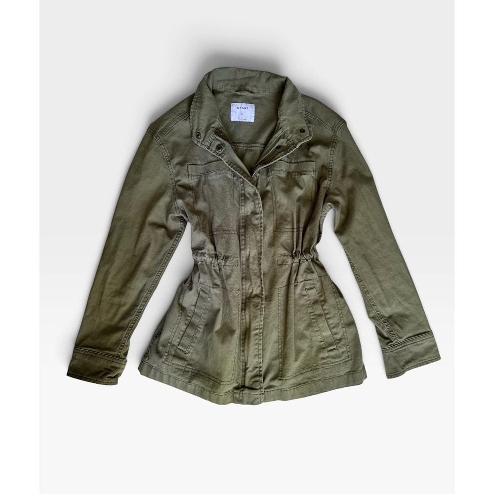 Old Navy Women's XS Olive Green Utility Field Jacket Cinch Waist Military